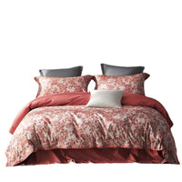 HKM-220435 American Retro Style Long-staple Cotton Jacquard Bedding Set - 4-Piece Floral Design for 1.5-2.0 M Beds