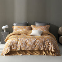 HKM-220435 American Retro Style Long-staple Cotton Jacquard Bedding Set - 4-Piece Floral Design for 1.5-2.0 M Beds