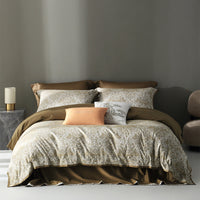 HKM-220435 American Retro Style Long-staple Cotton Jacquard Bedding Set - 4-Piece Floral Design for 1.5-2.0 M Beds