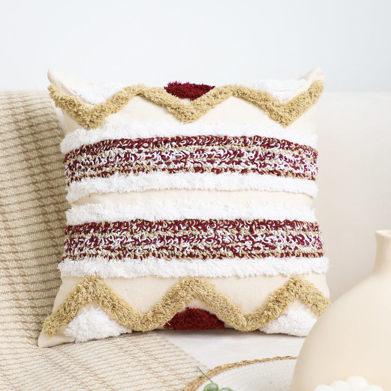 HKM-220499 Geometric Patterned Square Pillow Cushion for Bay Windows and Home Decor