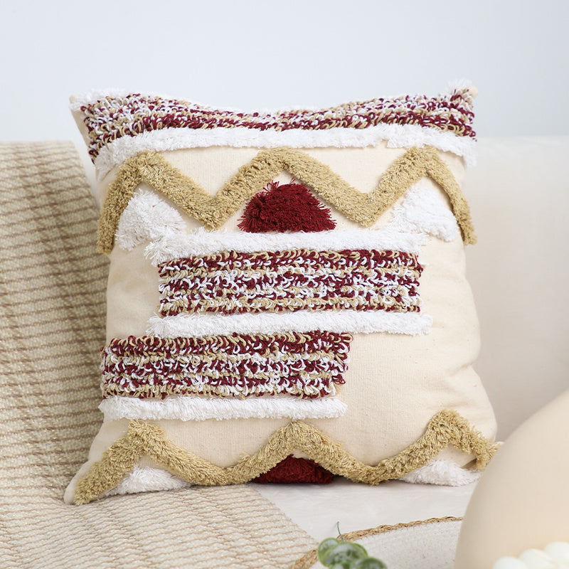 HKM-220499 Geometric Patterned Square Pillow Cushion for Bay Windows and Home Decor