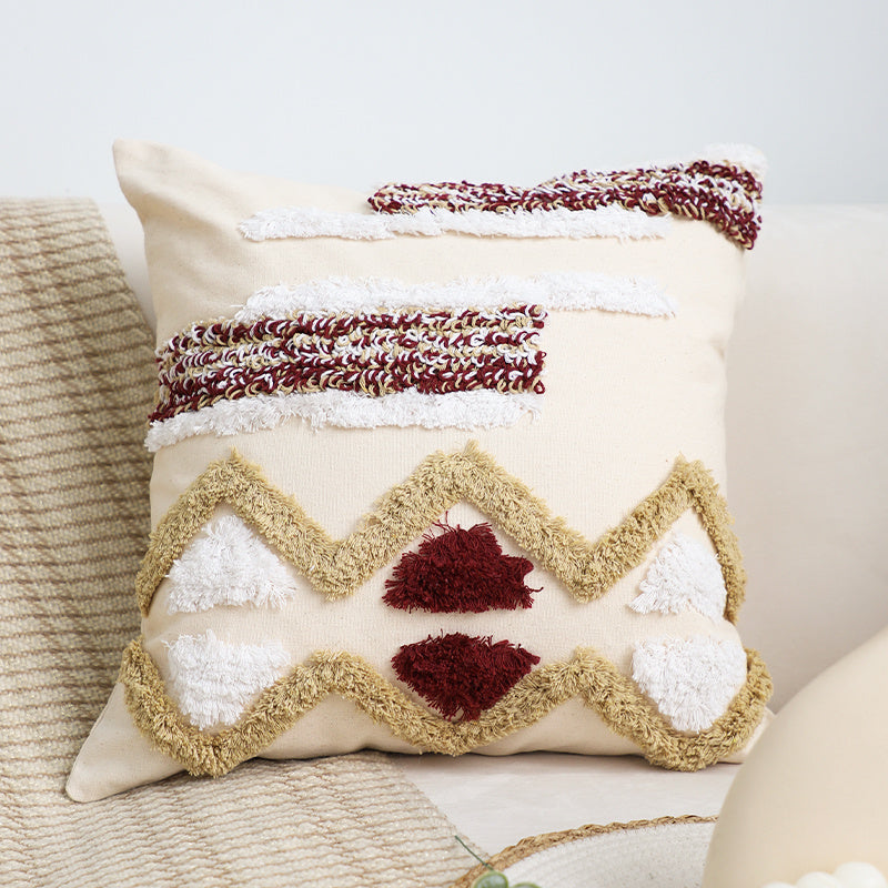 HKM-220499 Geometric Patterned Square Pillow Cushion for Bay Windows and Home Decor