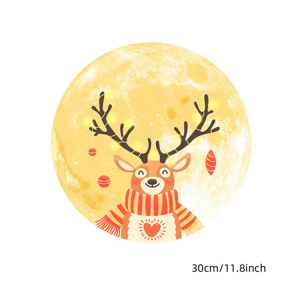 HKM-220563 Medium Christmas Moon Wall Stickers, PVC Mural Decor for Bedroom