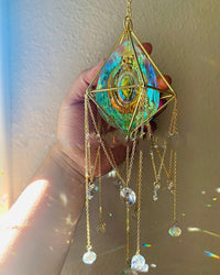 HKM-220819 Crystal Pendant Geometry Hanging Ornament - 63mm Polished Sun Catcher
