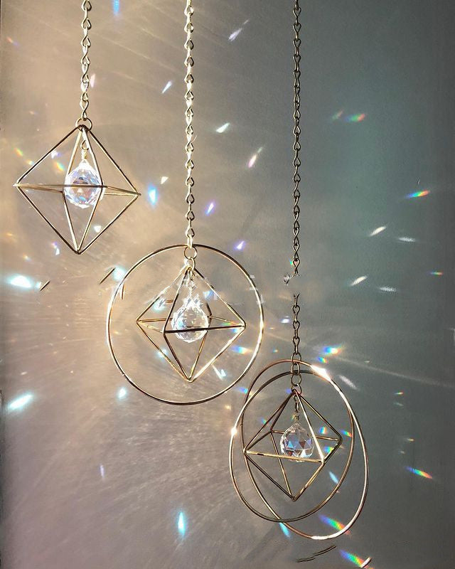 HKM-220819 Crystal Pendant Geometry Hanging Ornament - 63mm Polished Sun Catcher