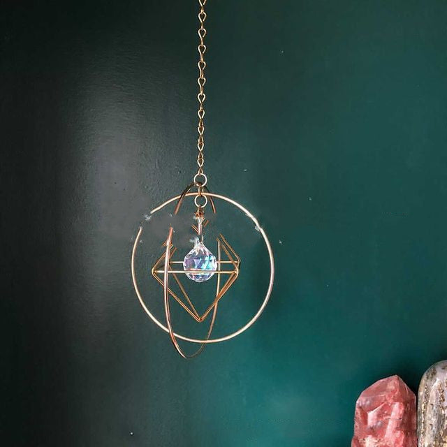 HKM-220819 Crystal Pendant Geometry Hanging Ornament - 63mm Polished Sun Catcher