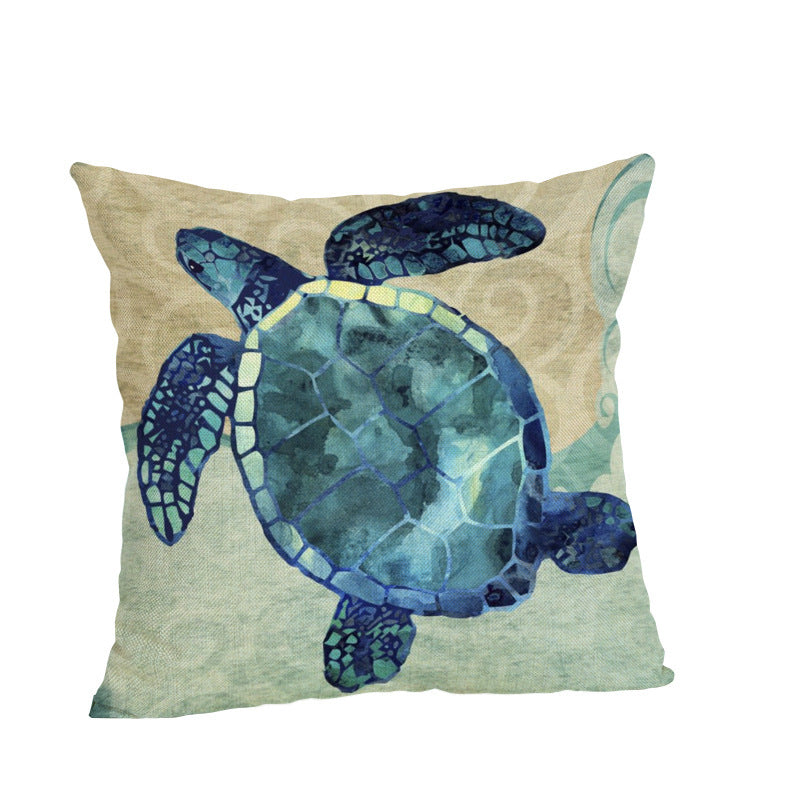 HKM-220819 Soft Plush Turtle Cushion Cover, 45x45cm, Digital Print Design