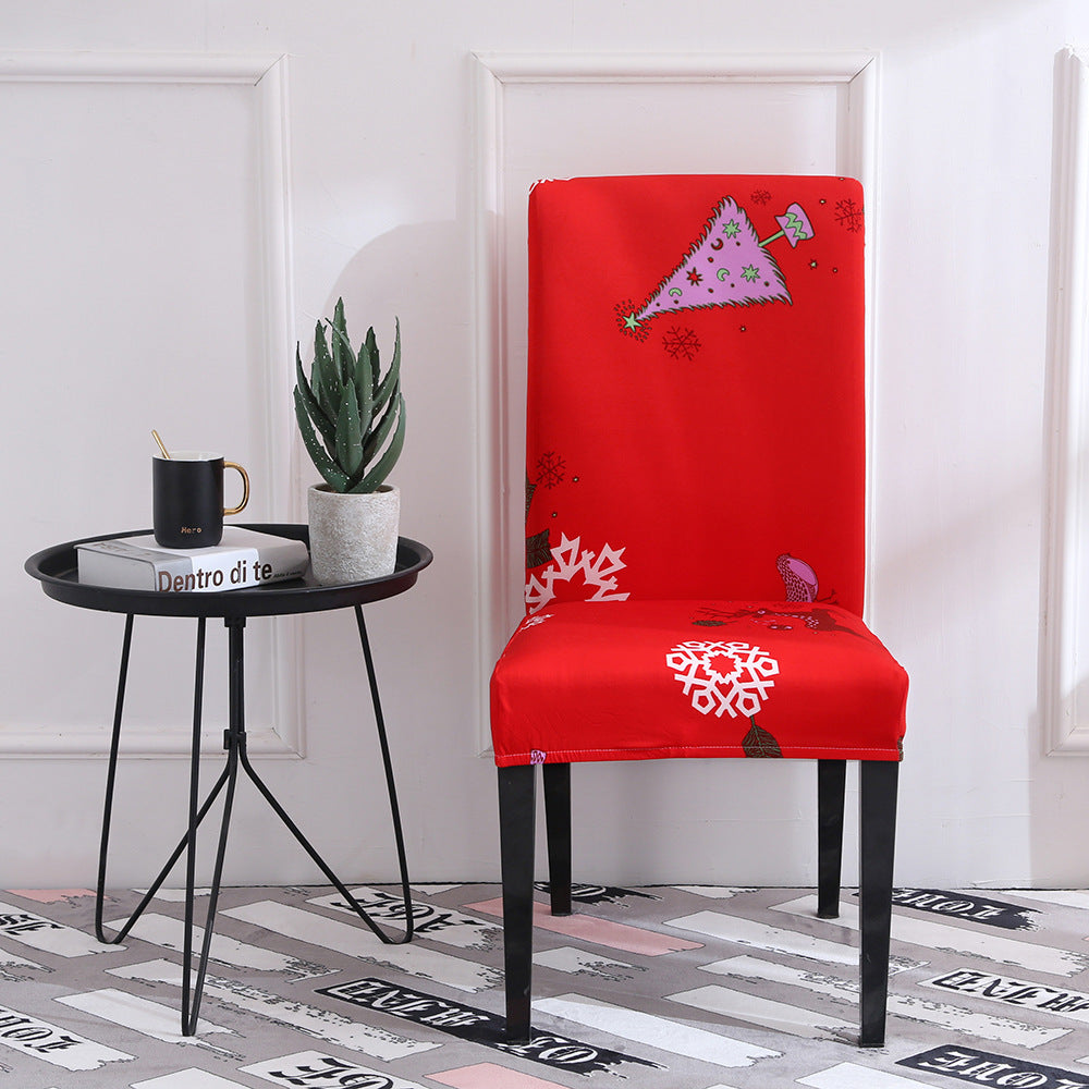 HKM-220883 Universal Christmas Elastic Chair Cover in Festive Designs - Polyester and Spandex Blend
