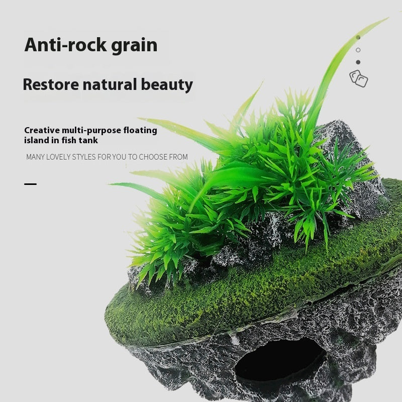 HKM-220947 Floating Resin Island Ornaments for Fish Tank Decoration