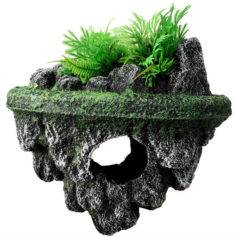 HKM-220947 Floating Resin Island Ornaments for Fish Tank Decoration