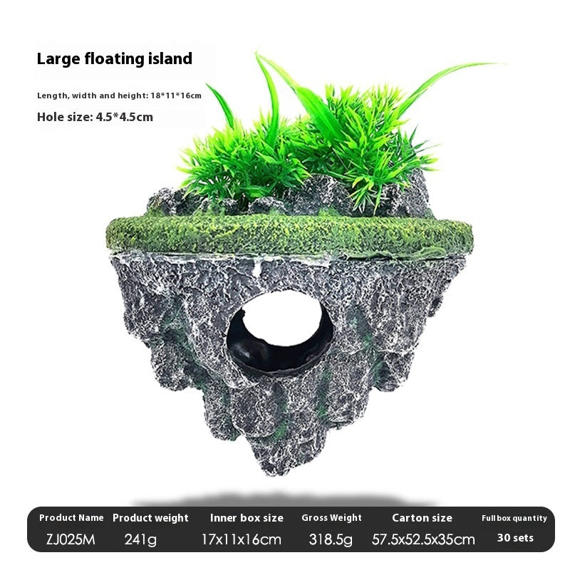 HKM-220947 Floating Resin Island Ornaments for Fish Tank Decoration