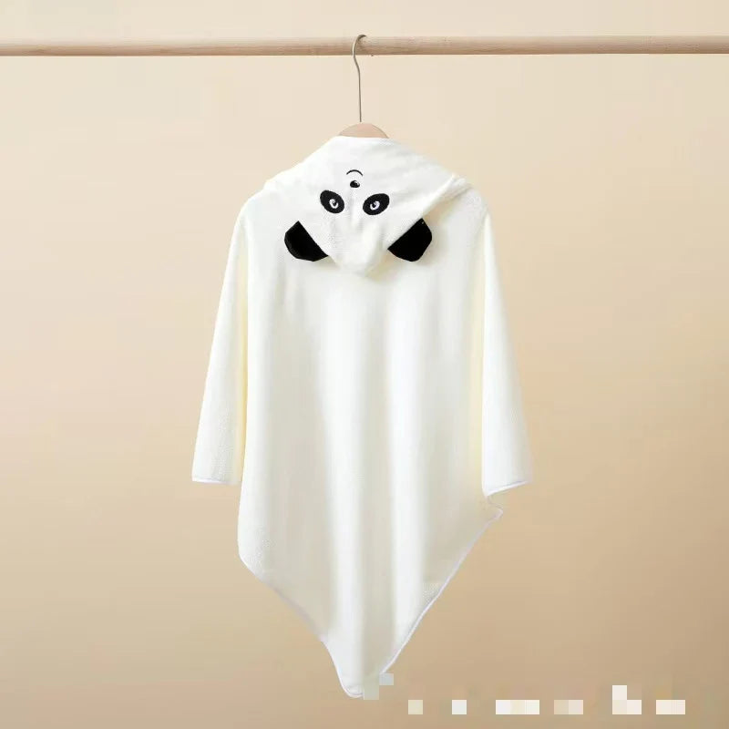 HKM-220947 Soft Cartoon Baby Hooded Bath Towel, 105*105cm, Coral Fleece, Animal Print for Toddlers
