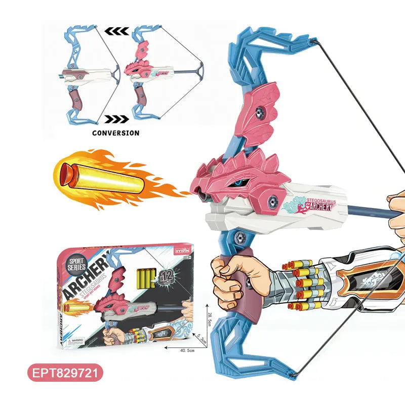 HKM-221075 Soft Dart Bow and Arrow Target Game for Kids Ages 2-7 - Outdoor Sports Fun