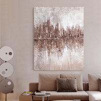 HKM-221203 Hand-Painted Abstract Oil Painting on Canvas - Minimalist Texture Wall Art for Living Room and Bedroom Decor