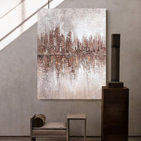HKM-221203 Hand-Painted Abstract Oil Painting on Canvas - Minimalist Texture Wall Art for Living Room and Bedroom Decor