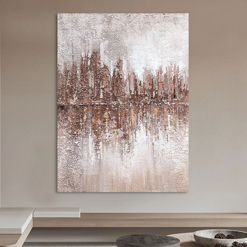 KTX-221203 Hand-Painted Abstract Oil Painting on Canvas - Minimalist Texture Wall Art for Living Room and Bedroom Decor