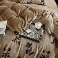 HKM-221267 Light Luxury Bunny Cashmere Floral Four-Piece Bedding Set in Multiple Sizes