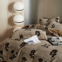 HKM-221267 Light Luxury Bunny Cashmere Floral Four-Piece Bedding Set in Multiple Sizes