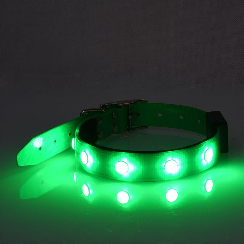 HKM-221267 Luminous Adjustable Waterproof Cat and Dog Collar - Available in Red, Green, Blue, and Pink