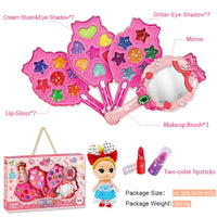 HKM-221267 Portable Kids Makeup Kit with Organic Eyeshadow, Lip Gloss, Nail Polish, and Makeup Bags