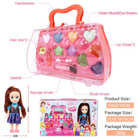 HKM-221267 Portable Kids Makeup Kit with Organic Eyeshadow, Lip Gloss, Nail Polish, and Makeup Bags