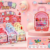 HKM-221267 Portable Kids Makeup Kit with Organic Eyeshadow, Lip Gloss, Nail Polish, and Makeup Bags