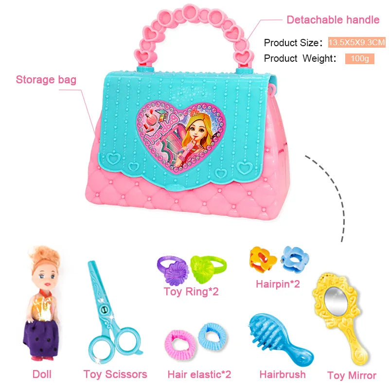 HKM-221267 Portable Kids Makeup Kit with Organic Eyeshadow, Lip Gloss, Nail Polish, and Makeup Bags