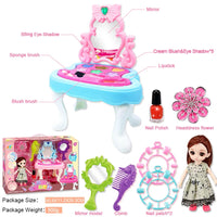 HKM-221267 Portable Kids Makeup Kit with Organic Eyeshadow, Lip Gloss, Nail Polish, and Makeup Bags