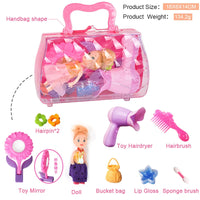 HKM-221267 Portable Kids Makeup Kit with Organic Eyeshadow, Lip Gloss, Nail Polish, and Makeup Bags