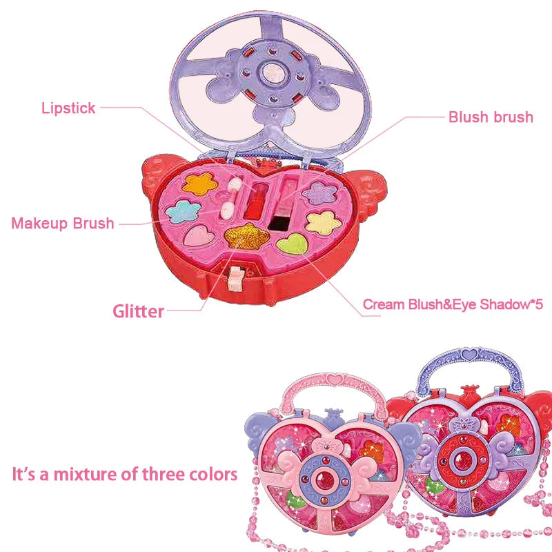 HKM-221267 Portable Kids Makeup Kit with Organic Eyeshadow, Lip Gloss, Nail Polish, and Makeup Bags