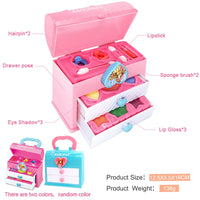 HKM-221267 Portable Kids Makeup Kit with Organic Eyeshadow, Lip Gloss, Nail Polish, and Makeup Bags