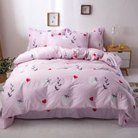 HKM-221267 Pure Cotton Four-Piece Bed Set with Quilt Cover, Pillowcase, and Sheet in Urban Stripe Design