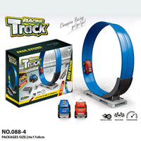 HKM-221523 Magnetic Inertia Racing Car Track Set for Kids - DIY Assembly Slot Toy with Roller Coaster Design