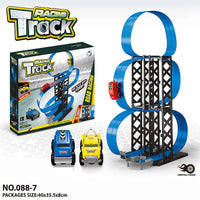 HKM-221523 Magnetic Inertia Racing Car Track Set for Kids - DIY Assembly Slot Toy with Roller Coaster Design