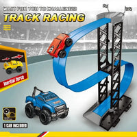 HKM-221523 Magnetic Inertia Racing Car Track Set for Kids - DIY Assembly Slot Toy with Roller Coaster Design