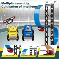 HKM-221523 Magnetic Inertia Racing Car Track Set for Kids - DIY Assembly Slot Toy with Roller Coaster Design