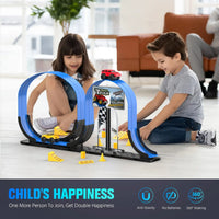 HKM-221523 Magnetic Inertia Racing Car Track Set for Kids - DIY Assembly Slot Toy with Roller Coaster Design