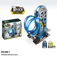 HKM-221523 Magnetic Inertia Racing Car Track Set for Kids - DIY Assembly Slot Toy with Roller Coaster Design