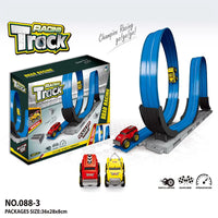 HKM-221523 Magnetic Inertia Racing Car Track Set for Kids - DIY Assembly Slot Toy with Roller Coaster Design