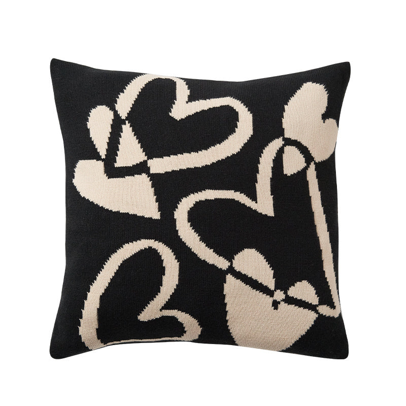 HKM-221651 Nordic Style Black and White Heart-Shaped Sofa Pillow Cushion with PP Cotton Filler, 45x45CM