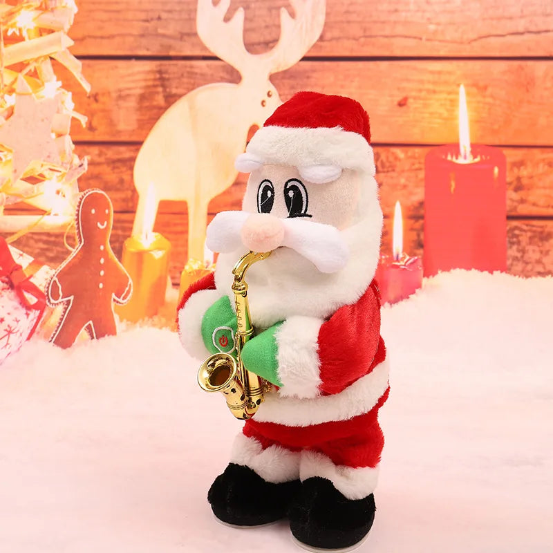HKM-221843 Dancing Santa Claus Doll - Soft Plush Toy with Music for Christmas Home Decoration