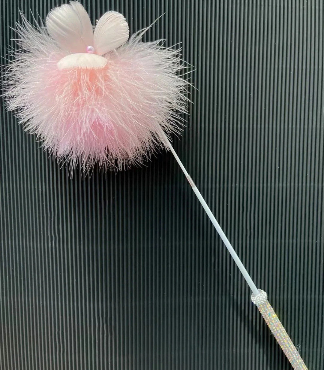 HKM-221907 Plush Cat Teaser Stick for Engaging Playtime - Multiple Color Options Available