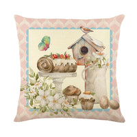 HKM-221971 Easter-Themed Floral Linen Pillowcase for Living Room Decoration, 45x45cm