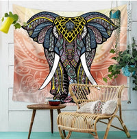HKM-221971 Light Mosaic Elephant Tapestry - 100% Polyester Wall Art