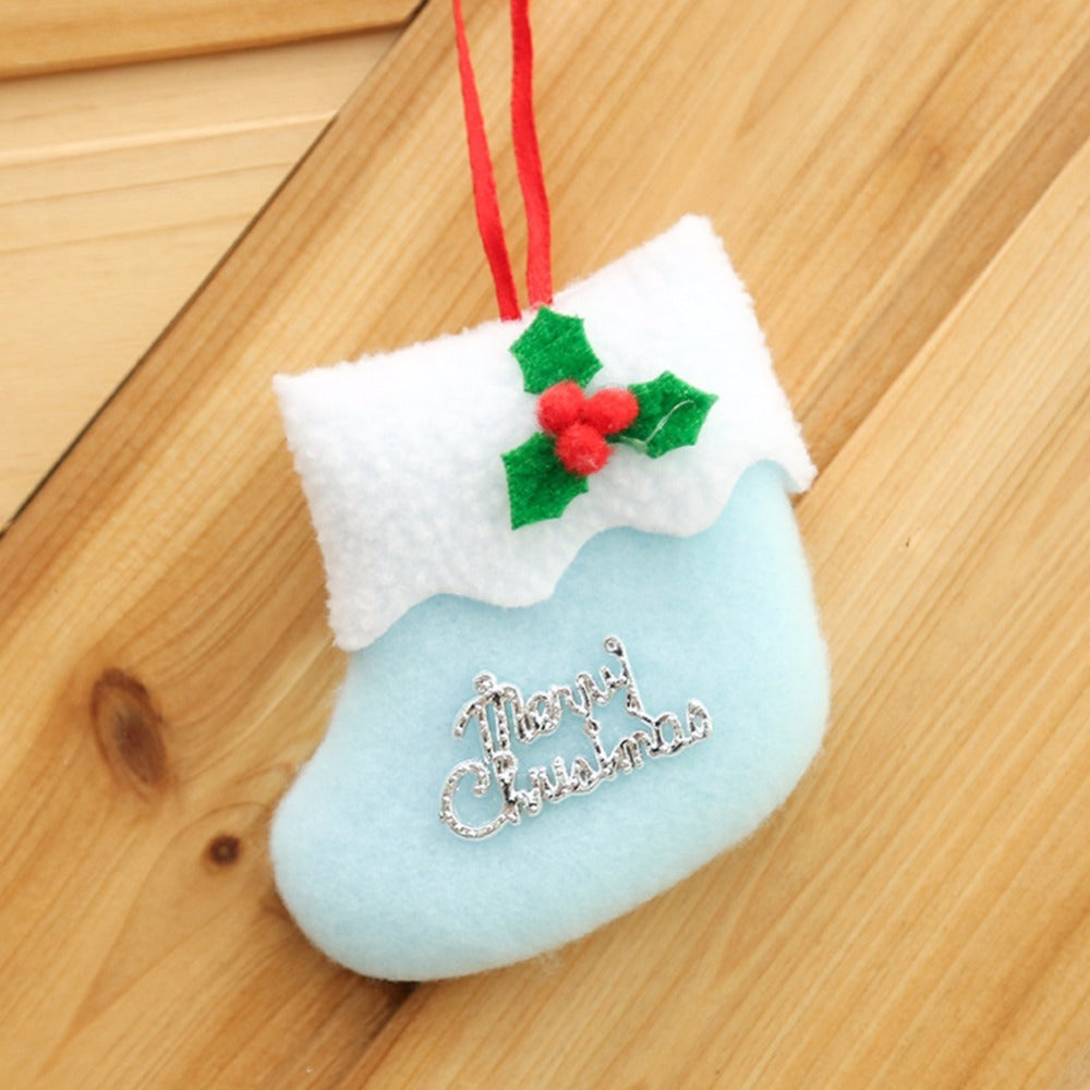 HKM-222035 4-Pack Christmas Stocking Ornaments for Tree Decoration – Red, Green, Pink, Blue, 8cm