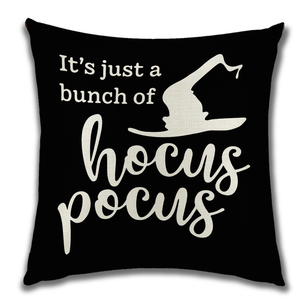 KTX-222099 Cartoon Pumpkin Castle Linen Cushion Cover for Home and Outdoor Decor, 45x45cm