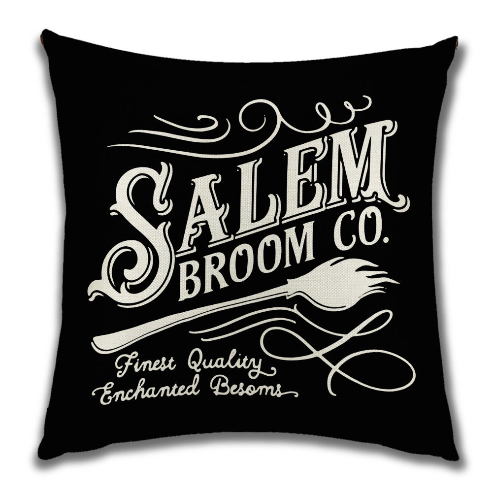 KTX-222099 Cartoon Pumpkin Castle Linen Cushion Cover for Home and Outdoor Decor, 45x45cm