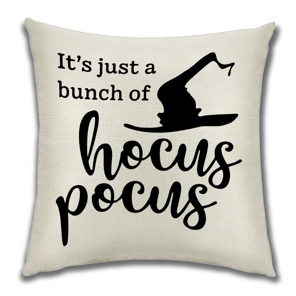 KTX-222099 Cartoon Pumpkin Castle Linen Cushion Cover for Home and Outdoor Decor, 45x45cm