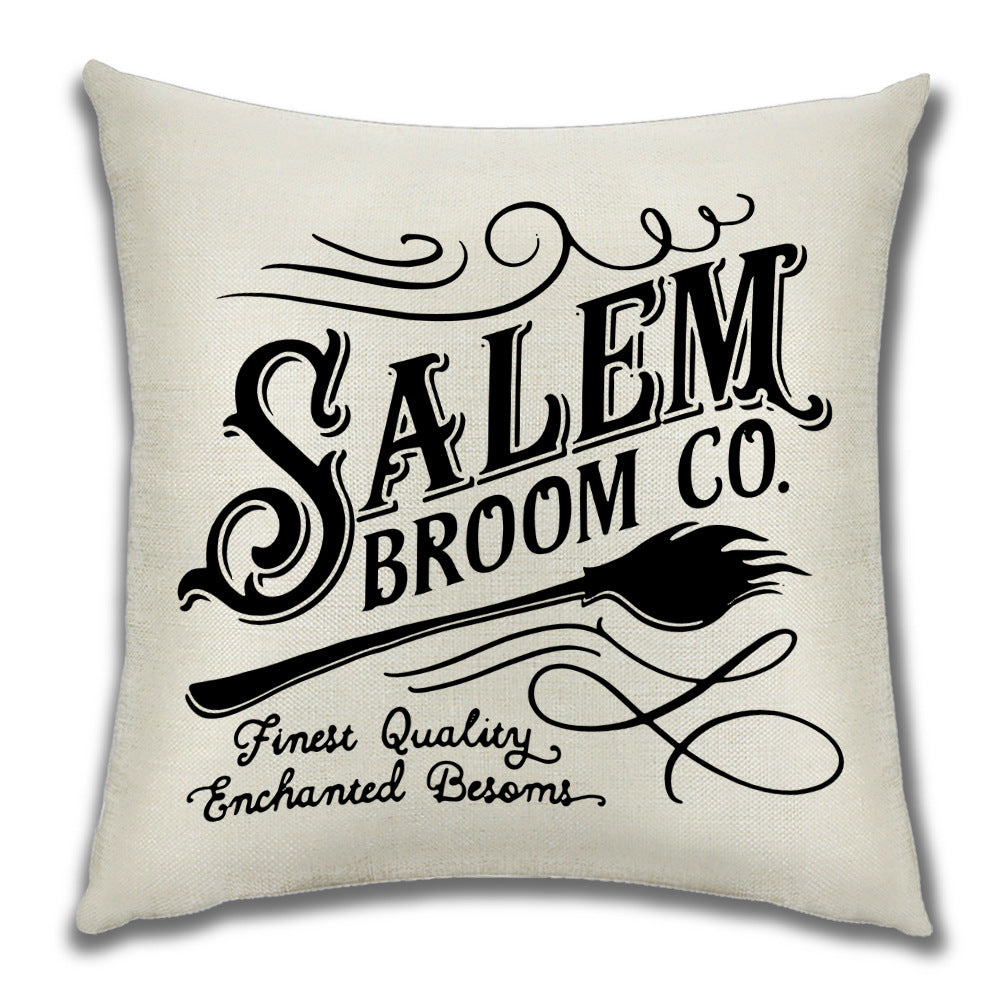 KTX-222099 Cartoon Pumpkin Castle Linen Cushion Cover for Home and Outdoor Decor, 45x45cm