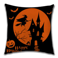 HKM-222099 Cartoon Pumpkin Castle Linen Cushion Cover for Home and Outdoor Decor, 45x45cm